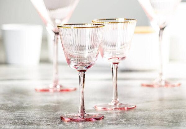 Optic Cocktail Glass w/Gold Rim-Pnk-6"H(6oz) - Image 2