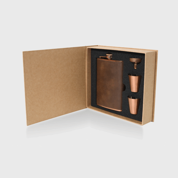 Copper Hip Flask Set with Funnel & Shot Cups - Image 2