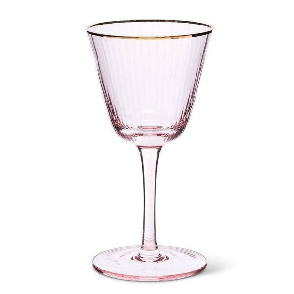 Optic Cocktail Glass w/Gold Rim-Pnk-6"H(6oz)