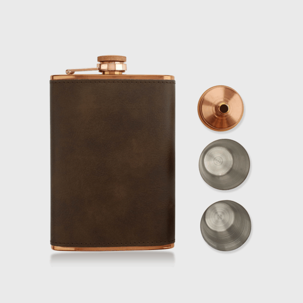 Copper Hip Flask Set with Funnel & Shot Cups - Image 3