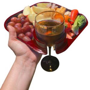 Reusable Party Plates w/ Beverage Holder - Set of 4 - Red
