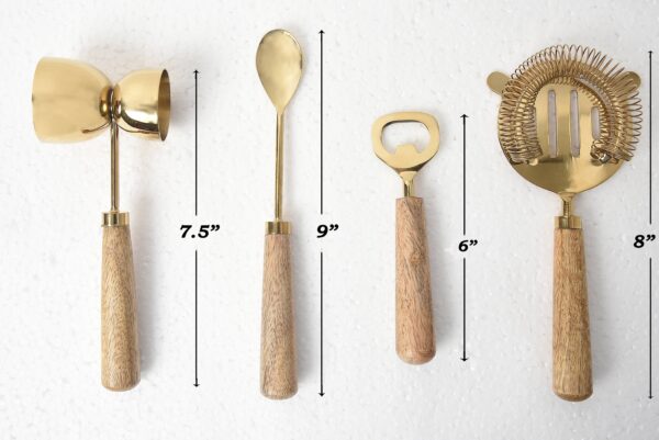 Cocktail Gift : 4Pc Bar Tool Set - Brass Coated - Image 3