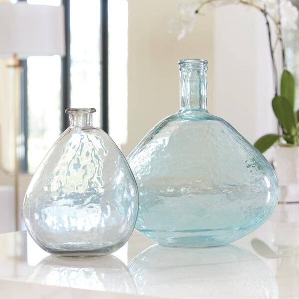 Blue Recycled Glass Vase - Large - Image 2