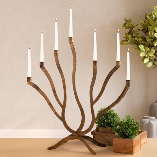 Candle Holder Med Old Brass