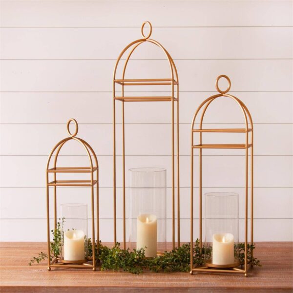 Gold Cage Lantern Candle Holders (Set of 3)