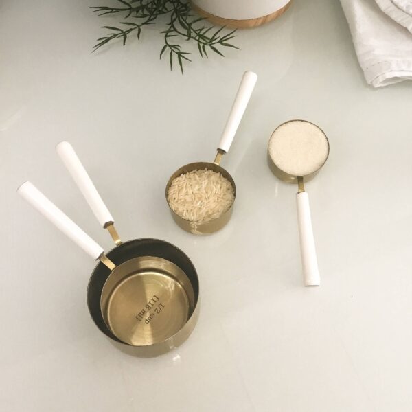 Gold Measuring Cup w/ White Enamel Handle S/4 - Image 6
