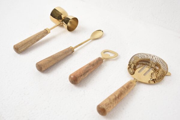 Cocktail Gift : 4Pc Bar Tool Set - Brass Coated - Image 2
