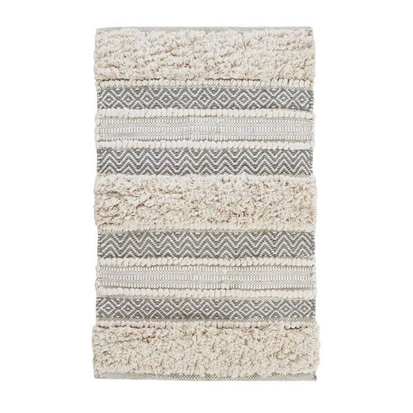Boho Stripe Handwoven Bath Rug, Ivory/Grey - Image 8