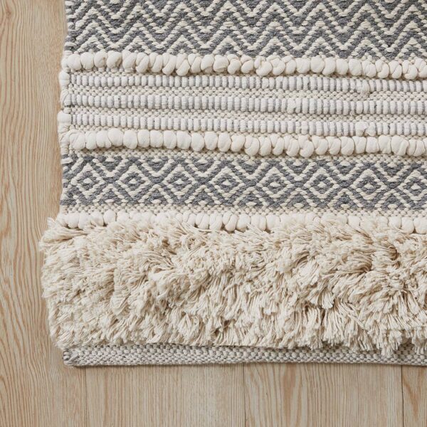 Boho Stripe Handwoven Bath Rug, Ivory/Grey - Image 6