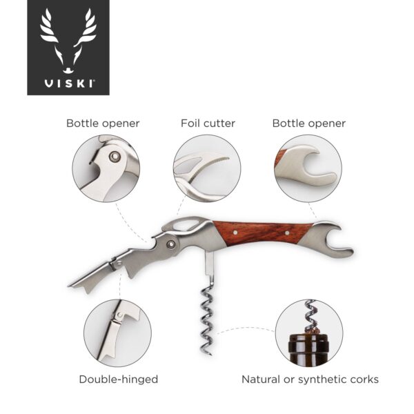 Admiral™ Rosewood Double-Hinged Corkscrew & Foil Cutter - Image 4