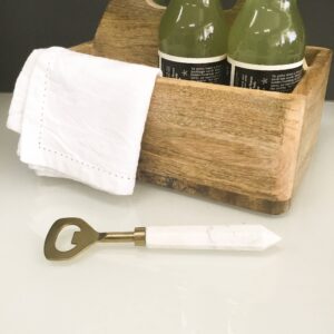 Golden Bottle Opener w/ White Marble Handle