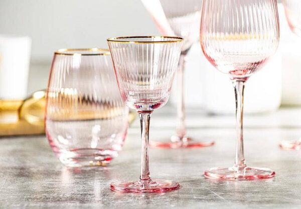 Optic Cocktail Glass w/Gold Rim-Pnk-6"H(6oz) - Image 5