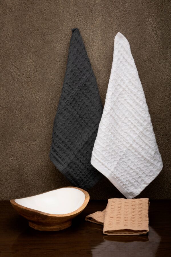Gift Set - Mini Wooden Serving Bowl with 3 Dish Towels - Image 2