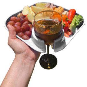 Reusable Party Plates w/ Stemware Holder - Set of 4 - White
