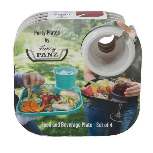 Reusable Party Plates w/ Stemware Holder - Set of 4 - White - Image 3
