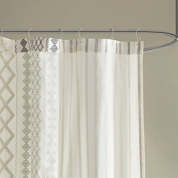Aztec Chenille Tufted Shower Curtain, Ivory - Image 4