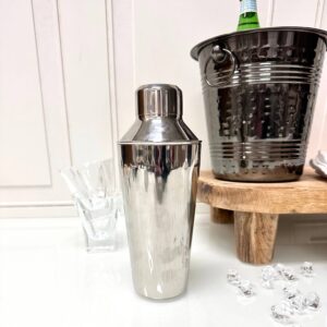 Hammered&Polished Stainless Steel Cocktail Shaker w/Strainer
