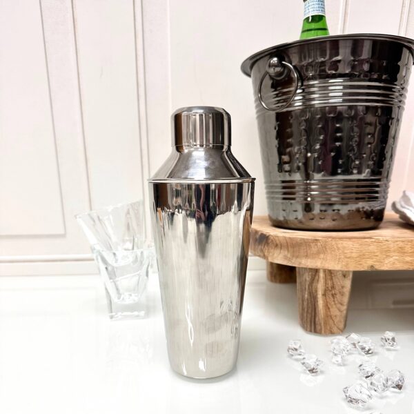 Hammered&Polished Stainless Steel Cocktail Shaker w/Strainer