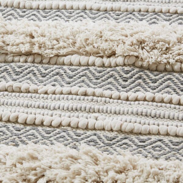 Boho Stripe Handwoven Bath Rug, Ivory/Grey - Image 4