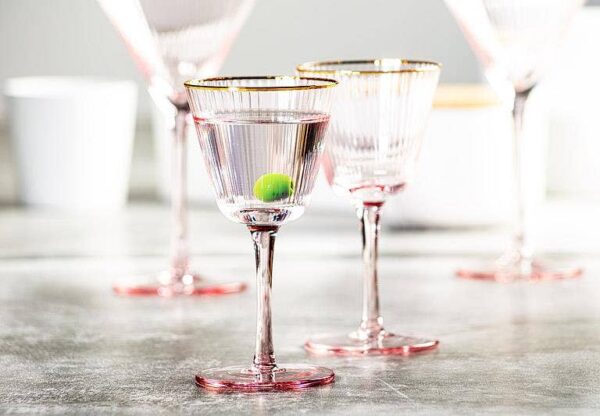 Optic Cocktail Glass w/Gold Rim-Pnk-6"H(6oz) - Image 6