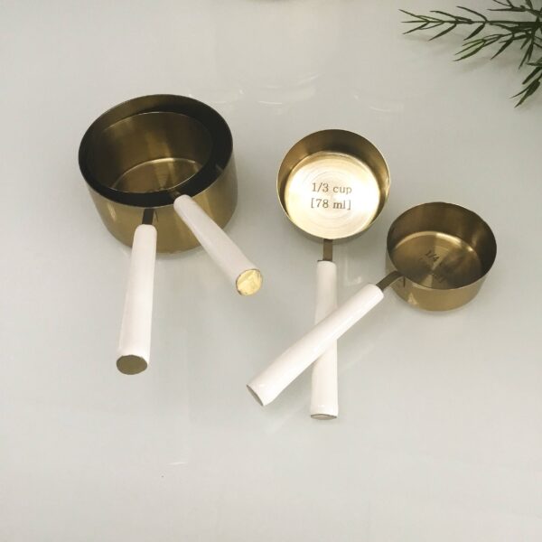 Gold Measuring Cup w/ White Enamel Handle S/4 - Image 5