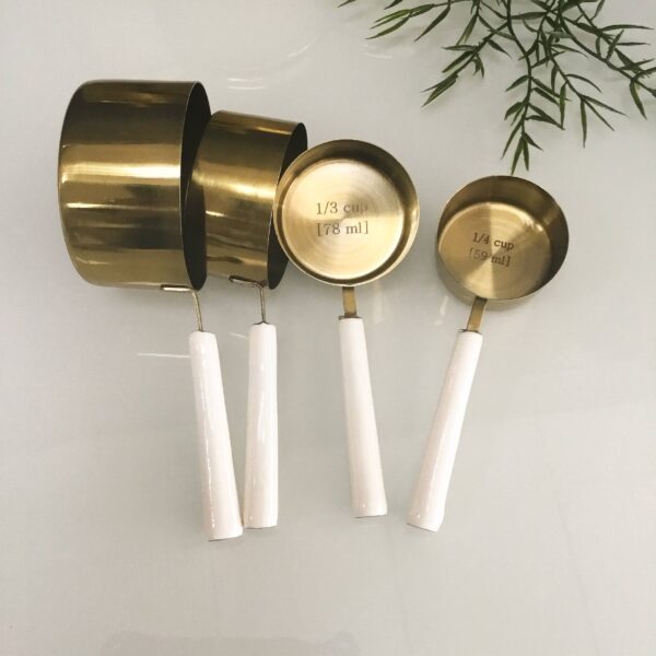 Gold Measuring Cup w/ White Enamel Handle S/4 - Image 2