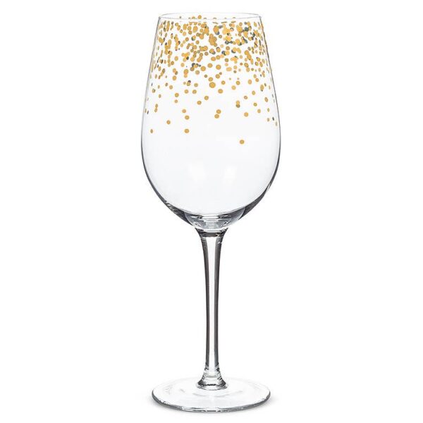 Gold Confetti Wine Glass-9.5"H(14oz)-1213