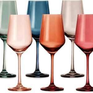 Colored Wine Glasses Pastel Large 6 Set Colors Crystal Glass