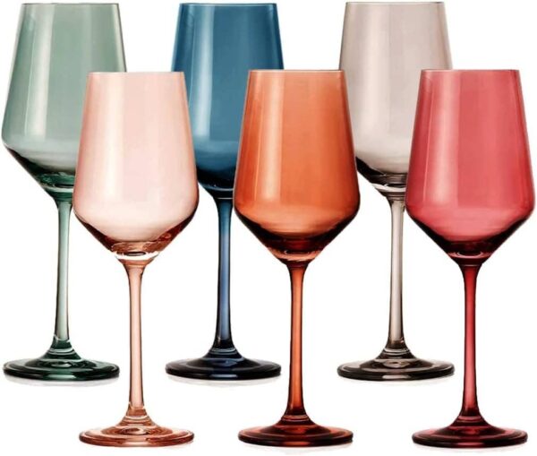 Colored Wine Glasses Pastel Large 6 Set Colors Crystal Glass