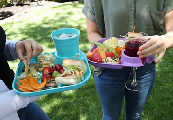 Reusable Party Plates w/ Beverage Holder - Set of 4 - Red - Image 8