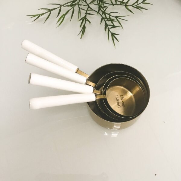 Gold Measuring Cup w/ White Enamel Handle S/4 - Image 3