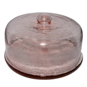 Cake Recycled Glass Dome w/Plate Dia 11.3" Light Pink