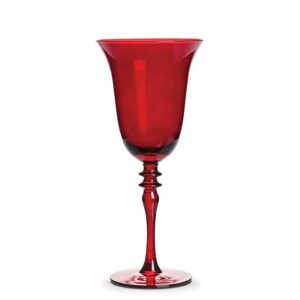 Flared Goblet with Ornate Stem-Red-9"H(12oz)