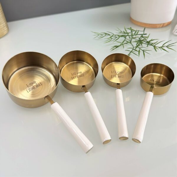 Gold Measuring Cup w/ White Enamel Handle S/4 - Image 4