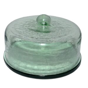 Cake Recycled Glass Dome w/Plate Dia 11.3" Light Green