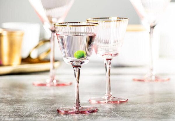 Optic Cocktail Glass w/Gold Rim-Pnk-6"H(6oz) - Image 7
