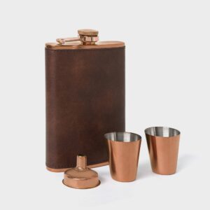 Copper Hip Flask Set with Funnel & Shot Cups
