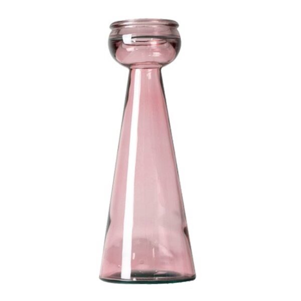 Lg. Pink Recycled Glass Candle Holder
