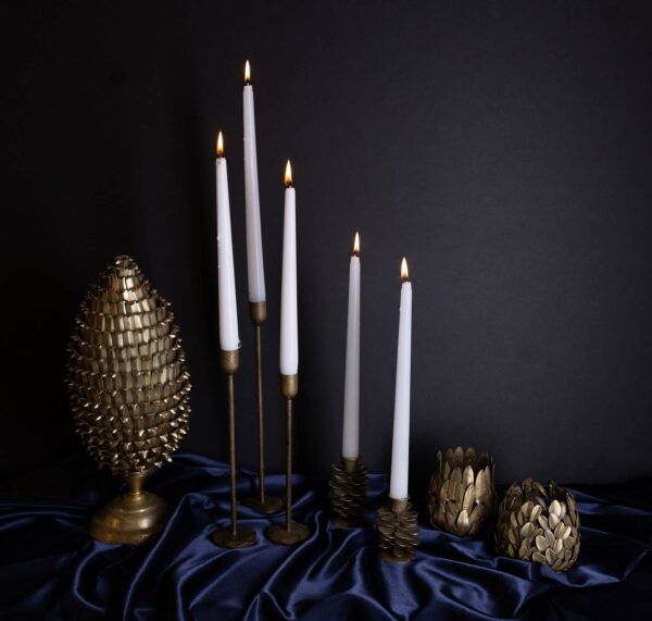 Candle Holder H 9" x Dia 2.25" Old Brass - Image 2