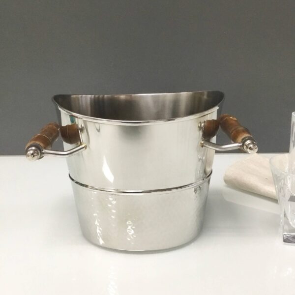 Classic SS Ice Bucket with Wood Handles - Image 3