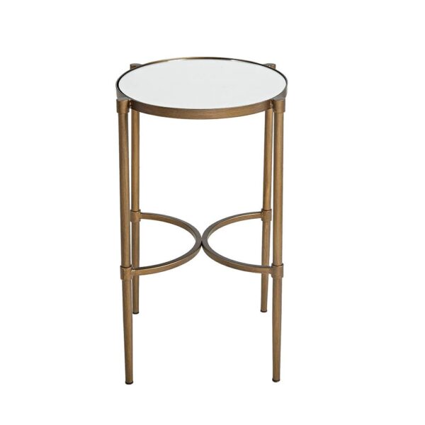 Antique Bronze Mirrored Top Oval Accent Table - Image 3