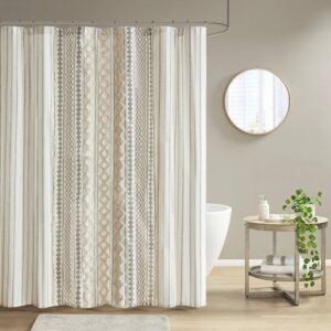 Aztec Chenille Tufted Shower Curtain, Ivory