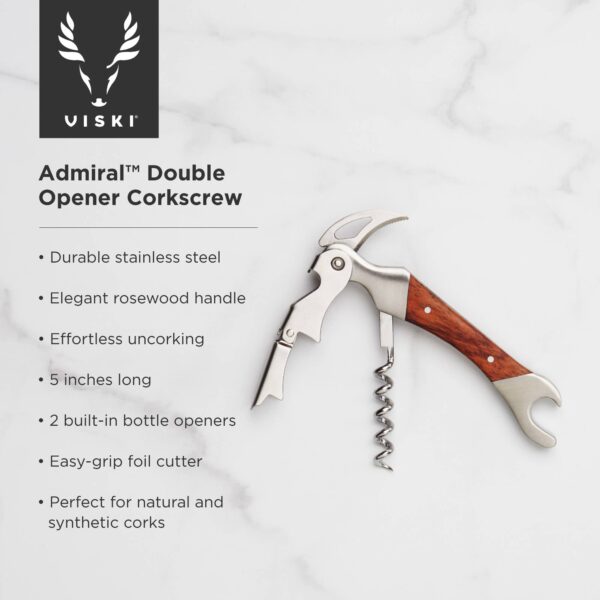 Admiral™ Rosewood Double-Hinged Corkscrew & Foil Cutter - Image 5