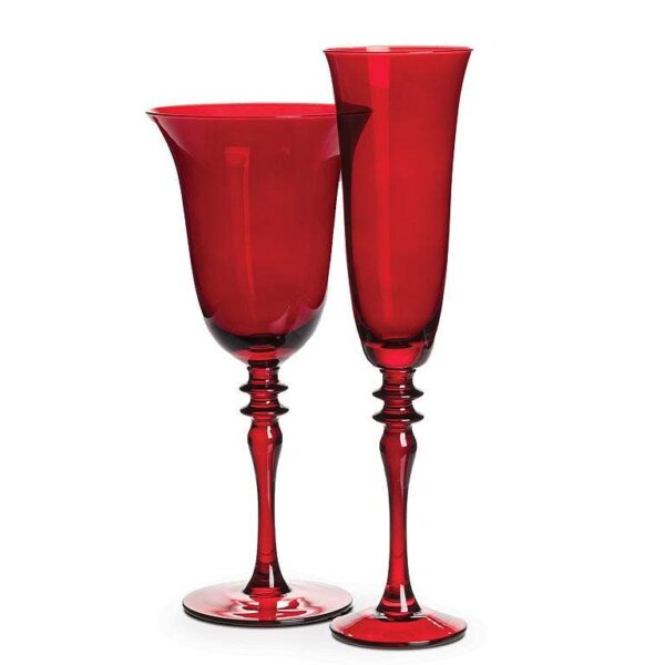 Flared Goblet with Ornate Stem-Red-9"H(12oz) - Image 2