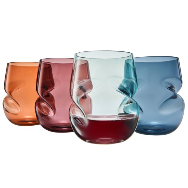 Set Of 2 Unbreakable Acrylic Plastic Aerating Stemless Wine Glasses