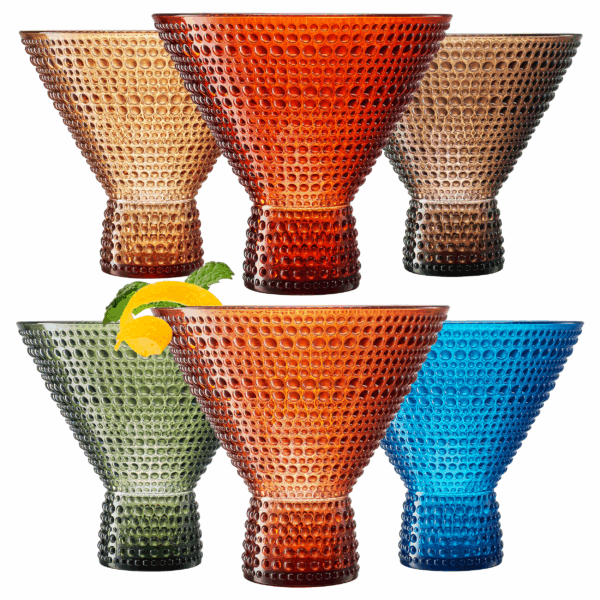 Set Of 2- Acrylic Unbreakable Hobnail Martini PlasticGlasss
