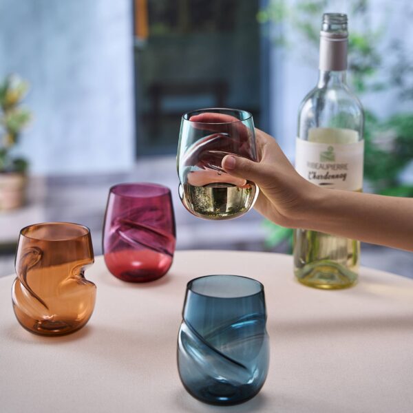 Set Of 2 Unbreakable Acrylic Plastic Aerating Stemless Wine Glasses - Image 4